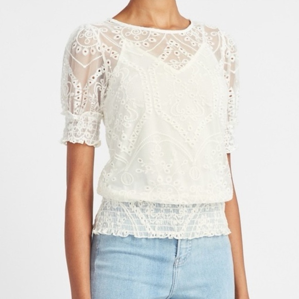 Express Ivory Lace Blouse